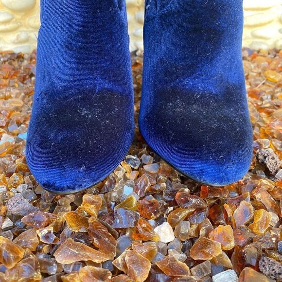 Steven Madden Blue Edit Zip Up Velvet Block Heel Ankle Boots Sz 7 EUC - Picture 7 of 9